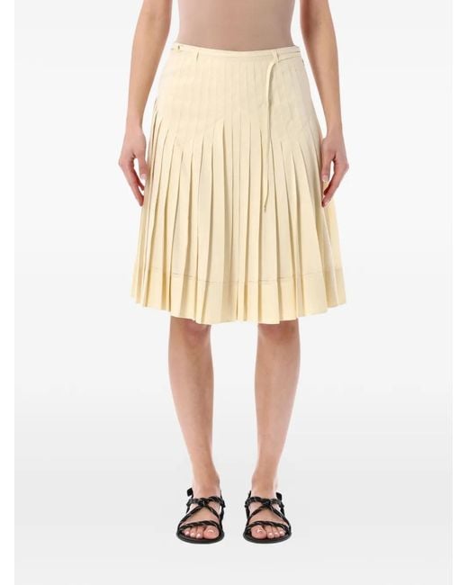 Low Classic Yellow Pleated Midi Skirt