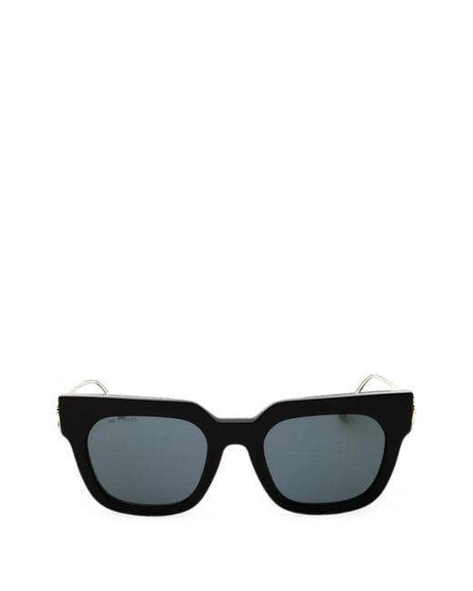 Etro Black Pegaso-Embellishment Rectangular-Frame Sunglasses