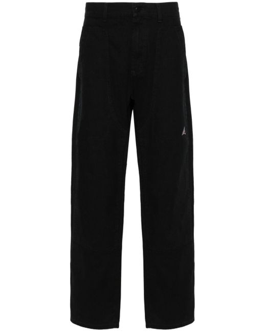 Roa Black Logo-embroidered Canvas Trousers for men