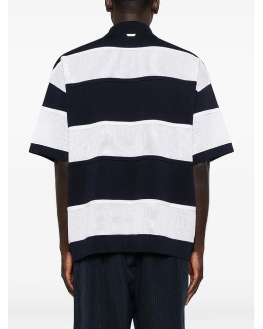 Juun.J Blue Buttoned Striped Polo Shirt for men