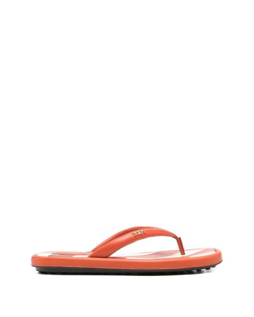 Tod's Red Stripe Detail Flip Flops