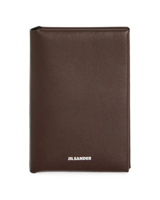 Jil Sander Brown Grained Leather Passport Holder for men