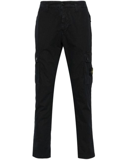 Pantalon en coton à coupe slim Stone Island pour homme en coloris Black