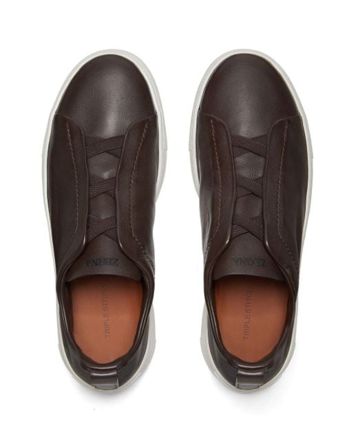 Zegna Brown Triple Stitchtm Sneakers for men