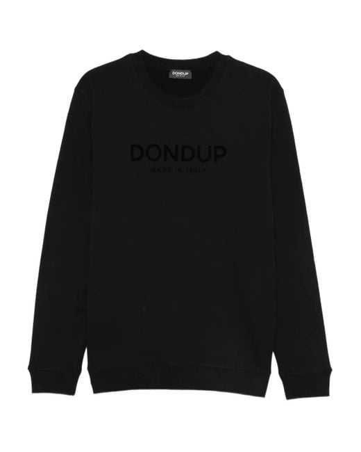 Dondup Black Flocked-Logo Sweatshirt for men