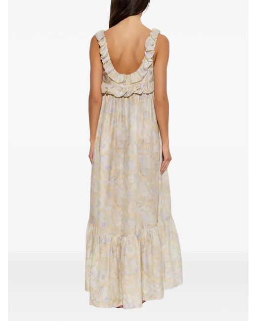 Chloé White Silk Dress With Floral Motif