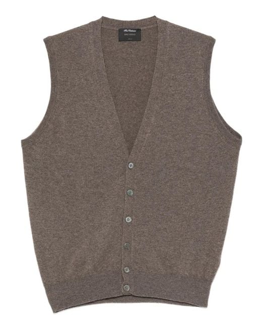 Dell'Oglio Brown Buttoned Cashmere Gilet for men