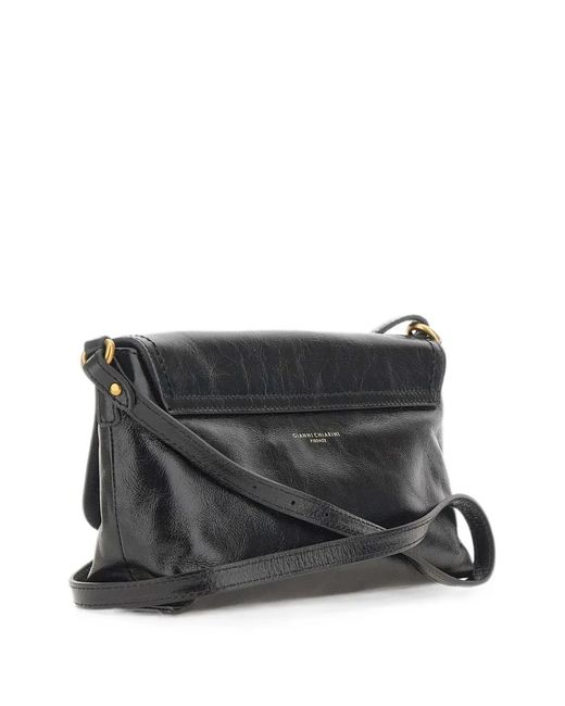 Gianni Chiarini Black Eugenia Crinkled-Leather Shoulder Bag