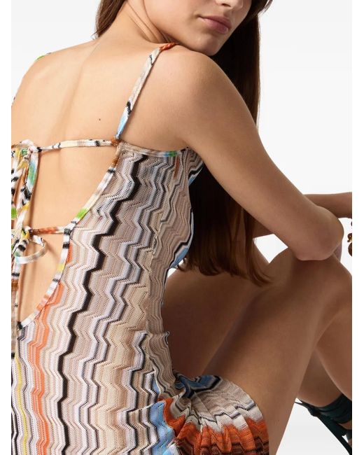 Missoni White Short Viscose Cover-Up With Greek Motif