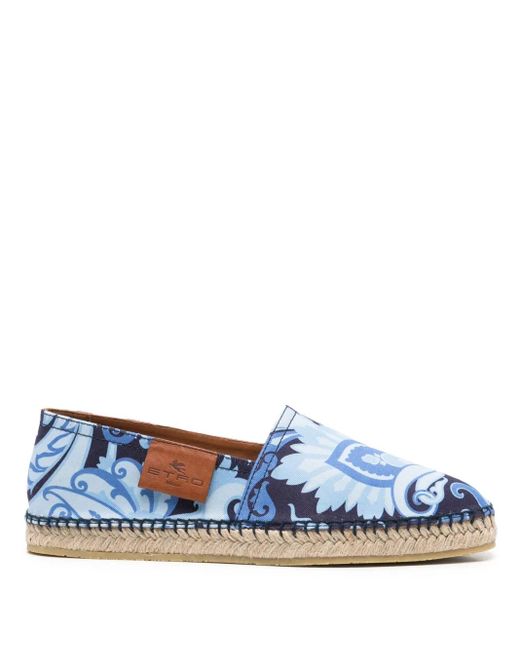 Etro Blue Paisley-Print Espadrilles for men