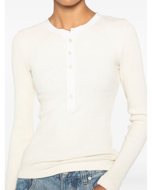 Citizens of Humanity White Drea Waffle-Knit Top