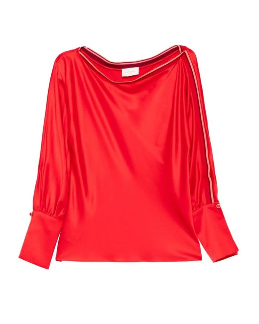 Danamé Red Asymmetric-Neck Top