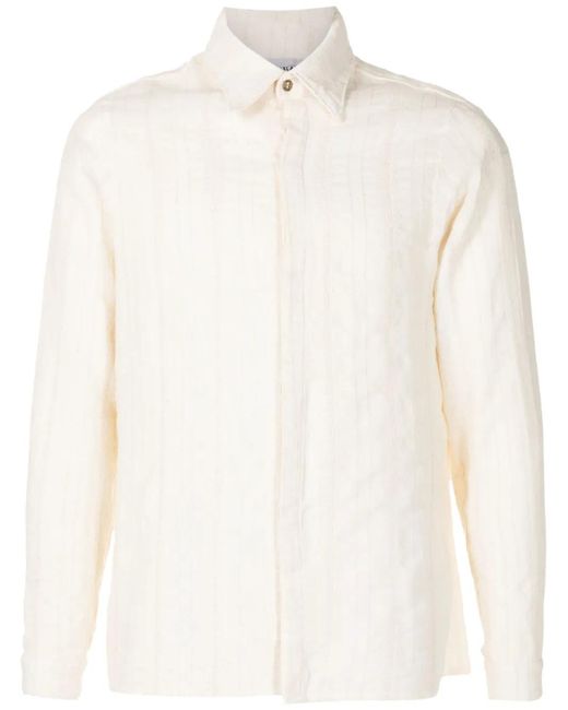 Amir Slama White Striped Jacquard Cotton Shirt for men