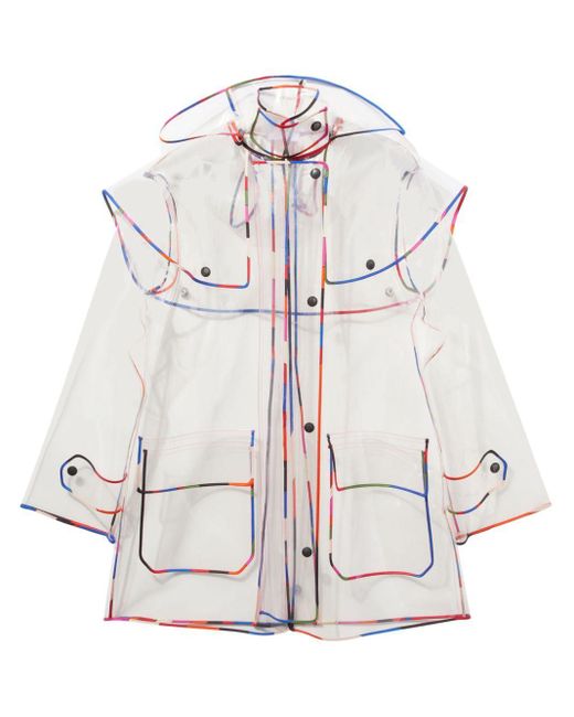 Emilio Pucci White Hooded Transparent Rain Coat