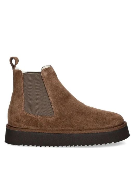COPENHAGEN Brown Elastic-Panel Suede Chelsea Boots