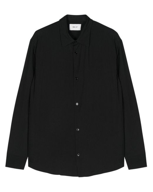 NN07 Freddy Seersucker Overhemd in het Black voor heren