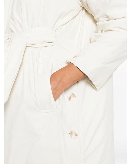 Psophia White Belted Button-Cuff Coat