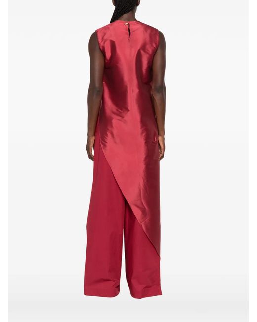 Abadia Red Wide Shoulder Knot Top