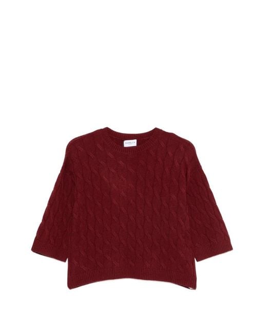 Marella Red Mlsradura Crew Neck Cable-Knit Sweater