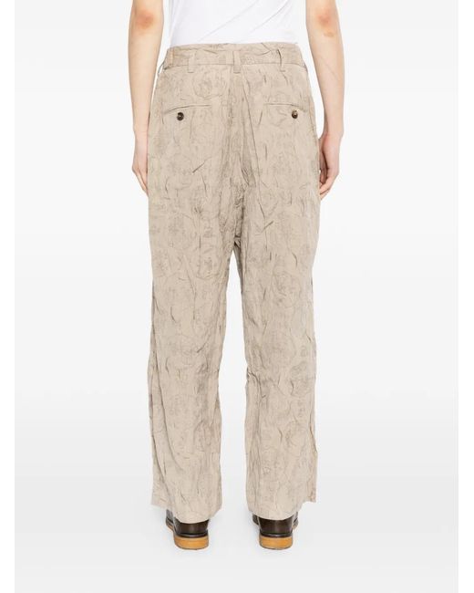 Ziggy Chen Natural Graphic-Print Pleated Trousers for men