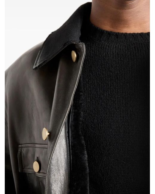Prada Black Shearling-Lined Leather Jacket for men