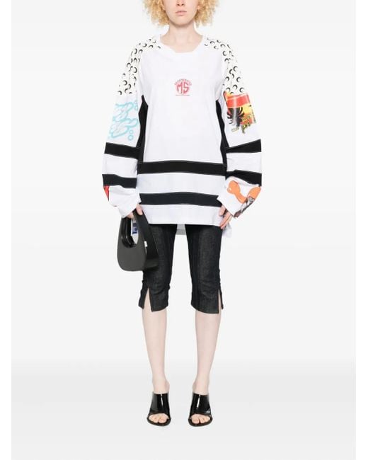 MARINE SERRE White Regenerated Graphic-Print Hockey Jersey