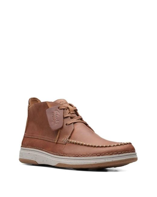 Clarks Brown Nature 5 Mid Leather Boots for men