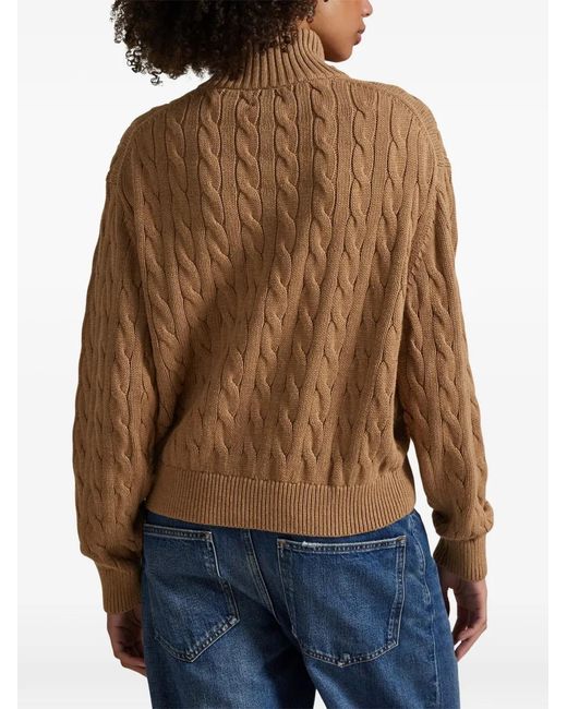 Polo Ralph Lauren Natural Cable-Knit Zip Sweater