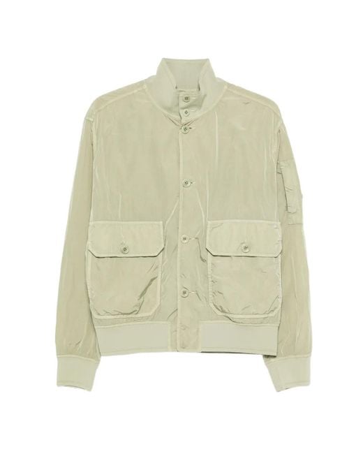 C P Company Green Lens-Detail Button-Up Jacket for men