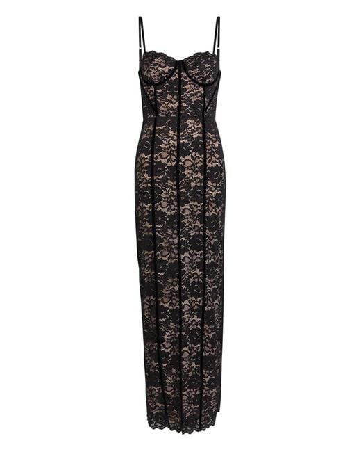 Alice + Olivia Black Lace Slip Maxi Dress