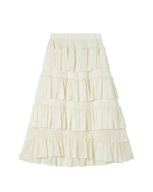 B+ AB White Tiered Ruffled Skirt