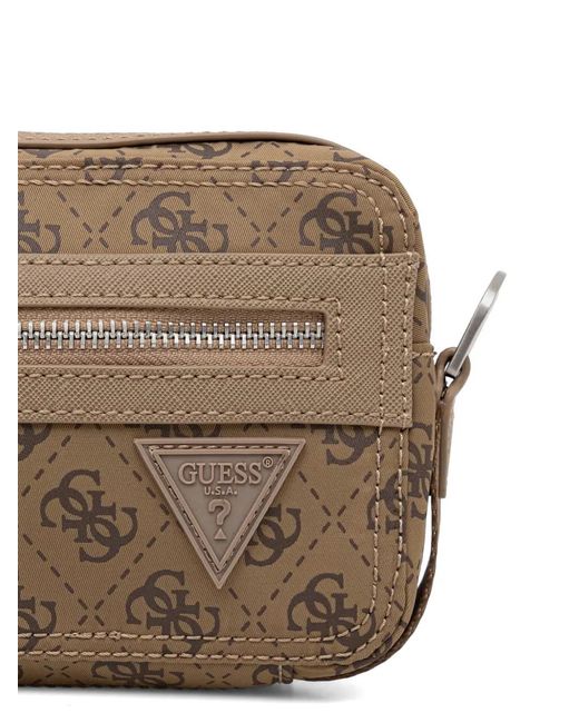 Guess Brown Berlin Monogram-Print Shoulder Bag for men