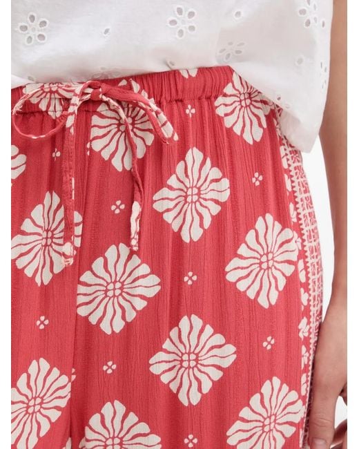 Rip Curl Red Ventura Floral-Print Drawstring Palazzo Pants