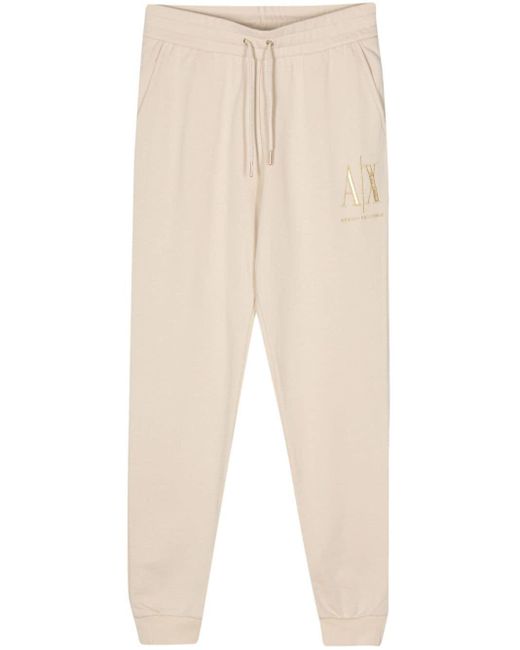 Armani Exchange Natural Tapered Cotton Track Pants