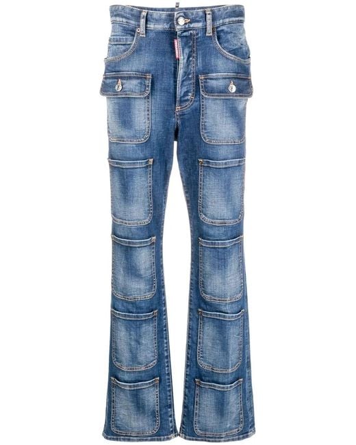 DSquared² Blue Multi-pocket High-waisted Jeans