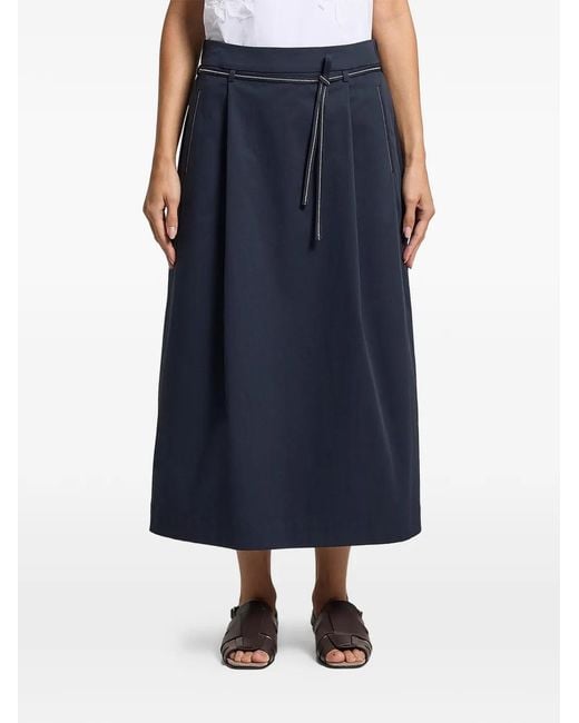 Peserico Blue Tie-Detail Midi Skirt