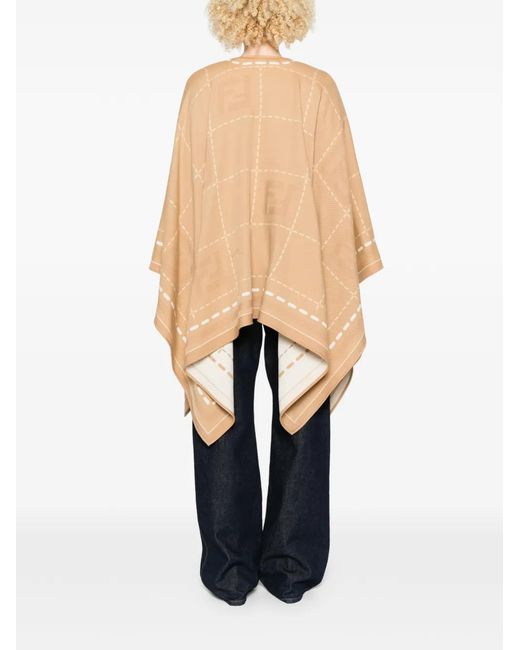 Fendi White Patterned Poncho