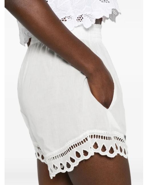 Ermanno Scervino White Broderie-Anglaise Elasticated-Waist Shorts