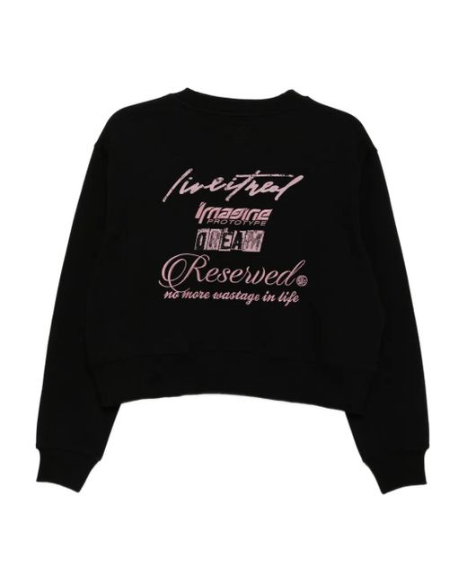 Izzue Black Embroidered-Slogan Sweatshirt