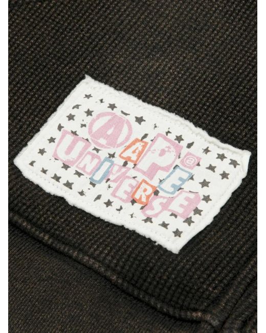 A Bathing Ape Black Zip-Fastening Graphic-Print Hoodie
