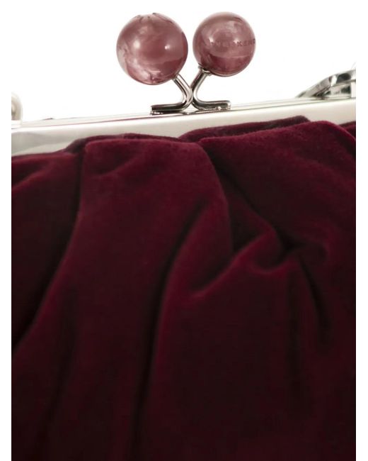 Weekend by Maxmara Purple Gathered Velvet Clutch Bag
