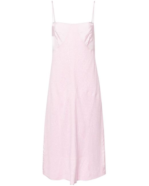 Jil Sander Pink Lace-Appliqué Slip Dress