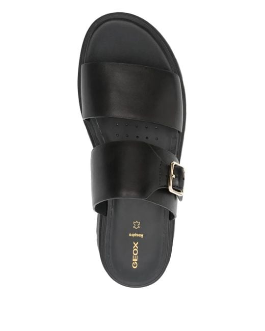 Geox Black Buckle-Detail Platform Sandals