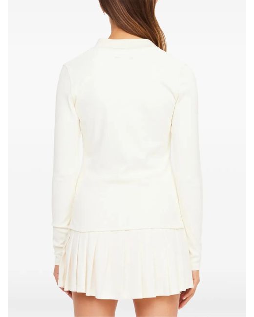 The Upside White Cruz Ribbed-Knit Polo Shirt