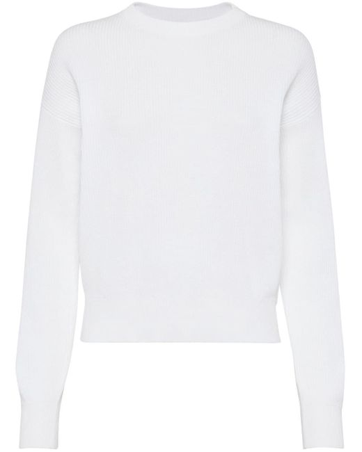 English Rib Knit Sweater di Brunello Cucinelli in White