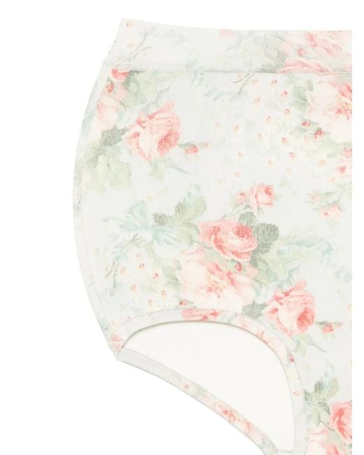 Simone Rocha White Floral-Print Brief