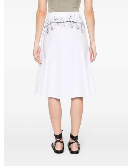 Fabiana Filippi White Bead-Embellished Cotton Skirt