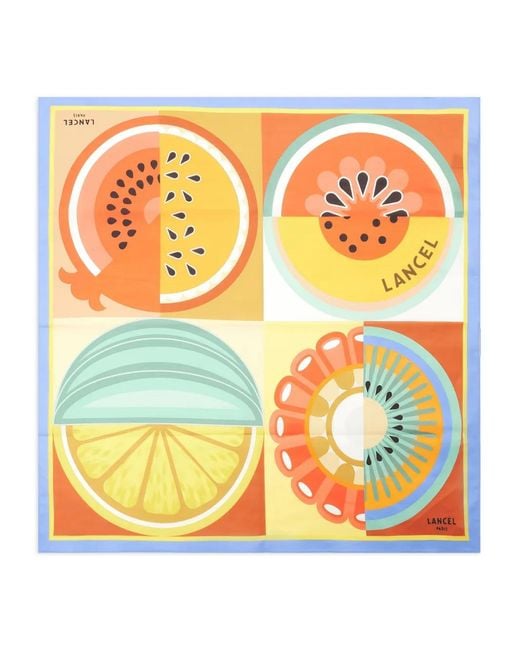 Lancel Orange Foulard Tutti Frutti En Coton