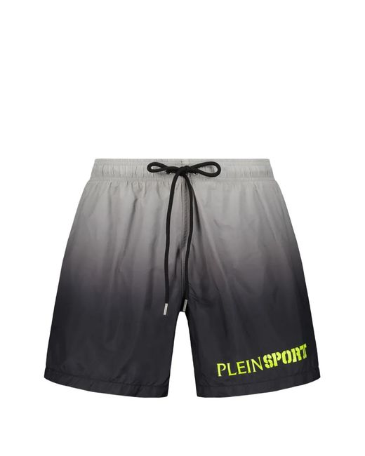 Philipp Plein Gray Gradient-Effect Logo-Print Swim Shorts for men