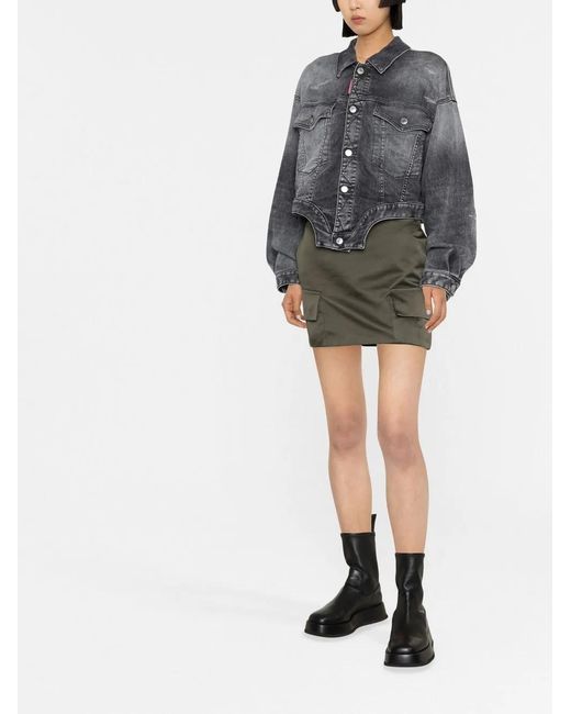 DSquared² Gray Cropped Denim Jacket